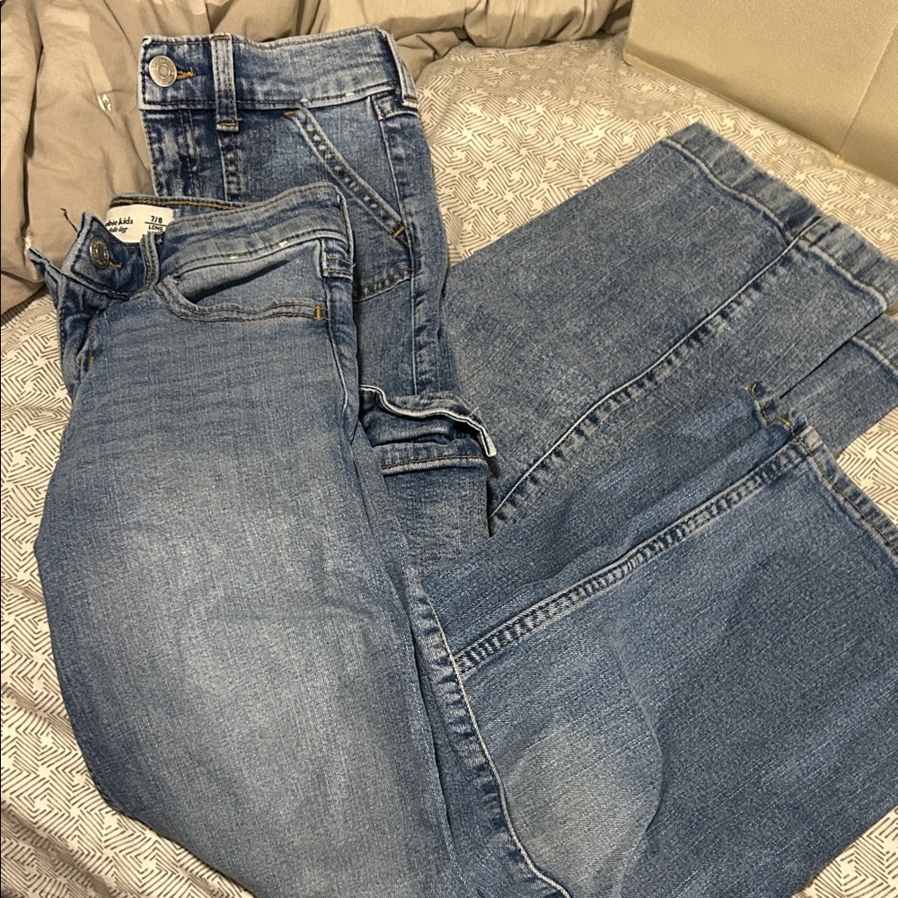 2 Pairs Abercrombie Kids High Rise Wide Leg Jeans- 7/8